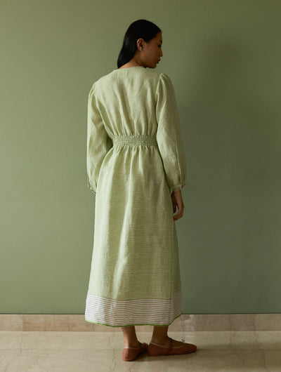 Liana Stripe Linen Dress-Meadow