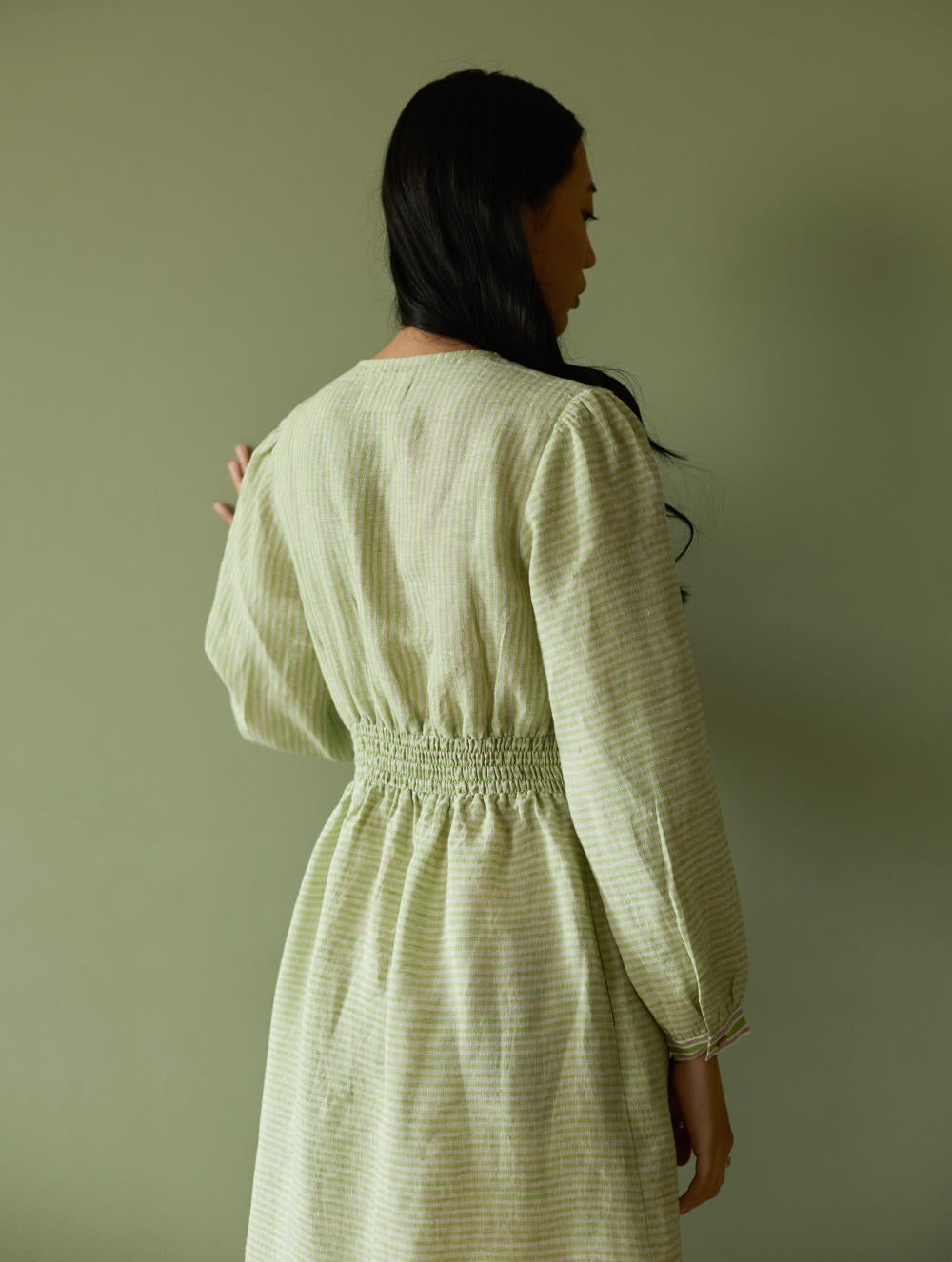 Liana Stripe Linen Dress-Meadow