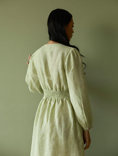 Liana Stripe Linen Dress-Meadow