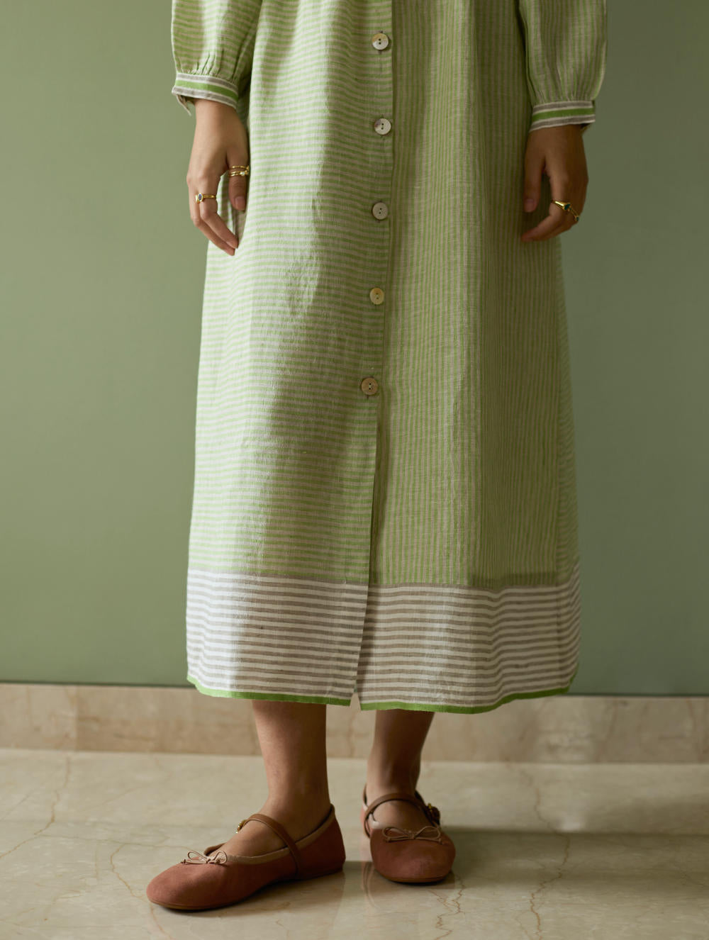 Liana Stripe Linen Dress-Meadow