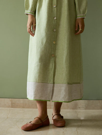 Liana Stripe Linen Dress-Meadow