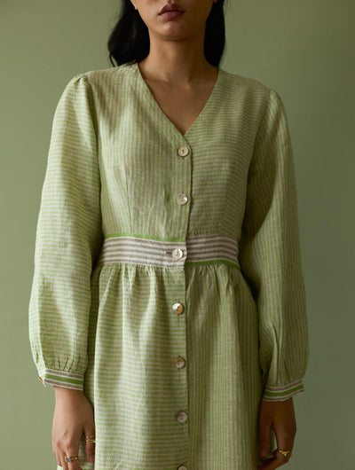Liana Stripe Linen Dress-Meadow