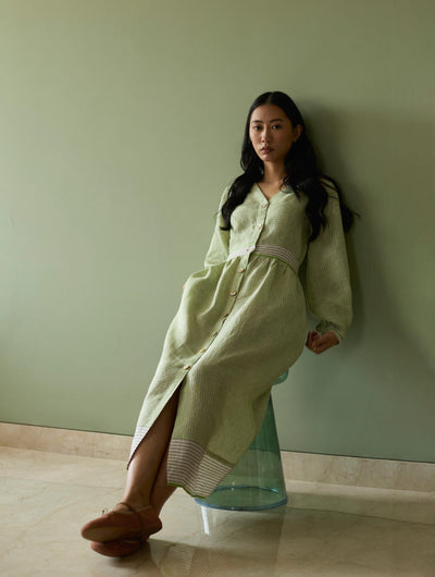 Liana Stripe Linen Dress-Meadow