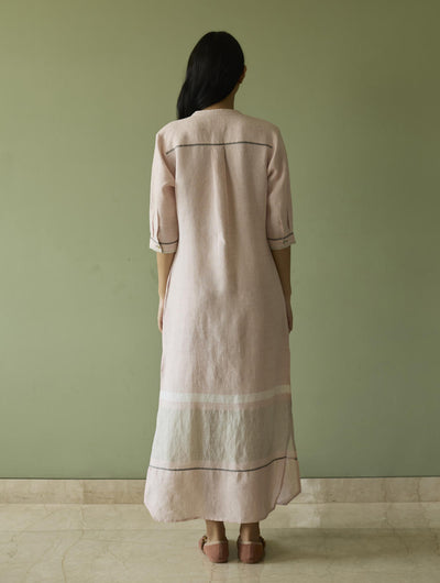 Terra Border Linen Dress-Blush
