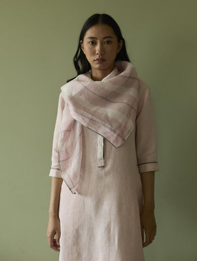Terra Border Linen Dress-Blush