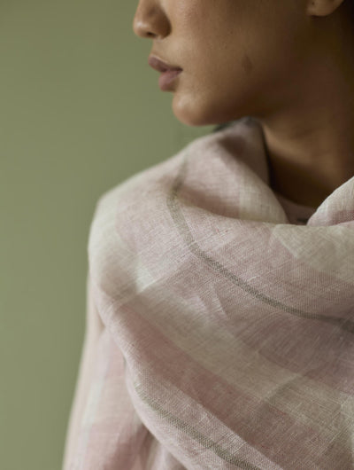 Terra Border Linen Dress-Blush