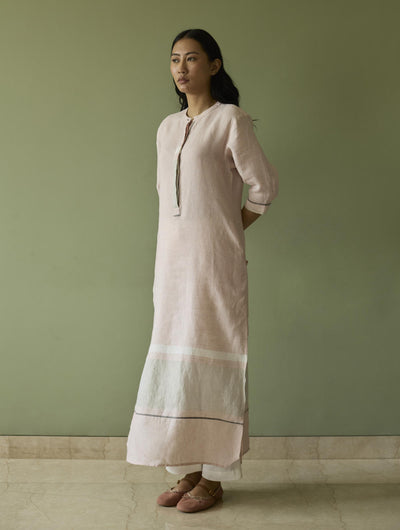 Terra Border Linen Dress-Blush