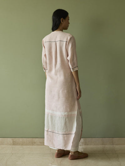 Terra Border Linen Dress-Blush