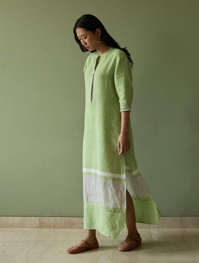 Terra Border Linen Dress-Meadow