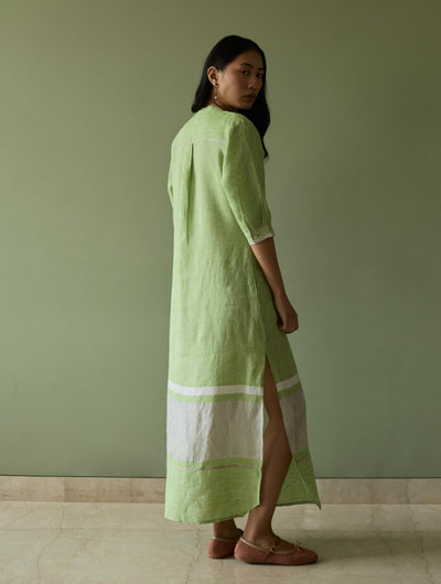 Terra Border Linen Dress-Meadow