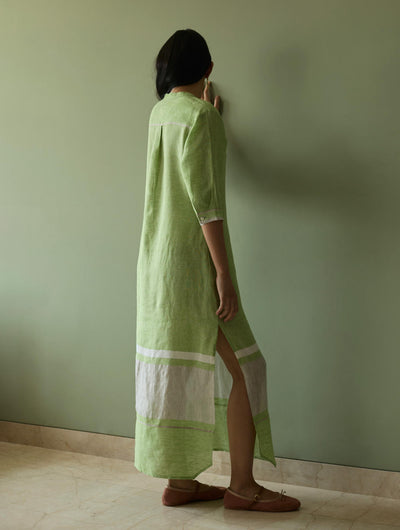 Terra Border Linen Dress-Meadow