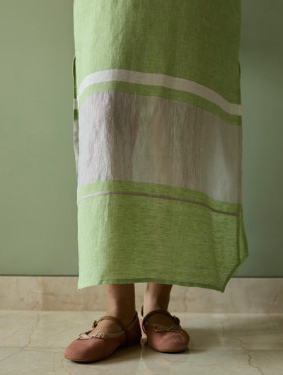 Terra Border Linen Dress-Meadow
