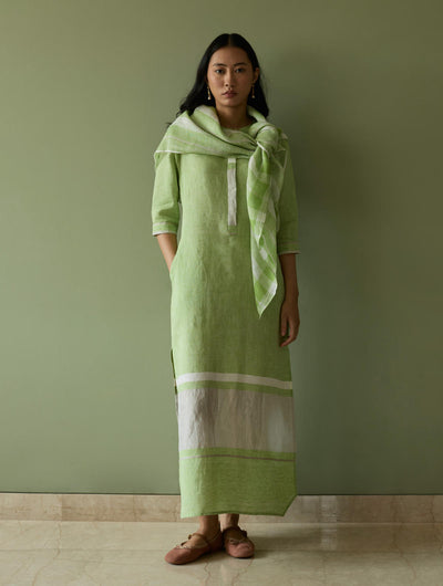 Terra Border Linen Dress-Meadow