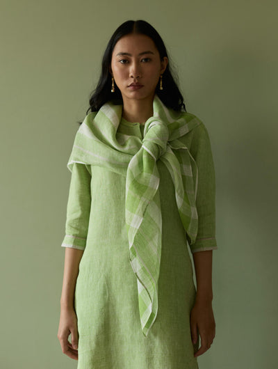 Terra Border Linen Dress-Meadow
