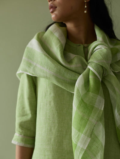 Terra Border Linen Dress-Meadow