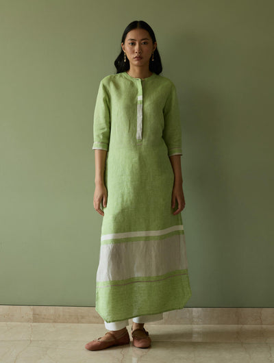Terra Border Linen Dress-Meadow