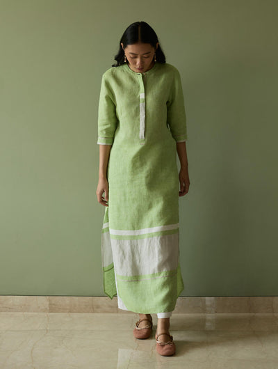Terra Border Linen Dress-Meadow