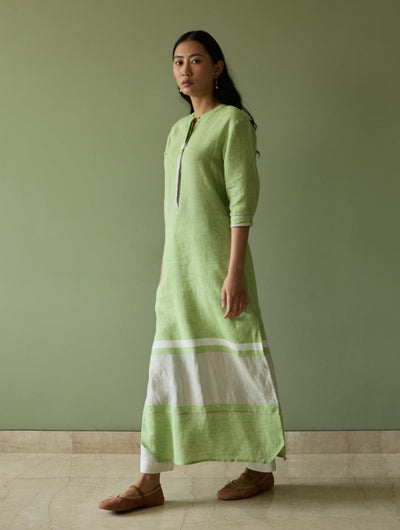 Terra Border Linen Dress-Meadow