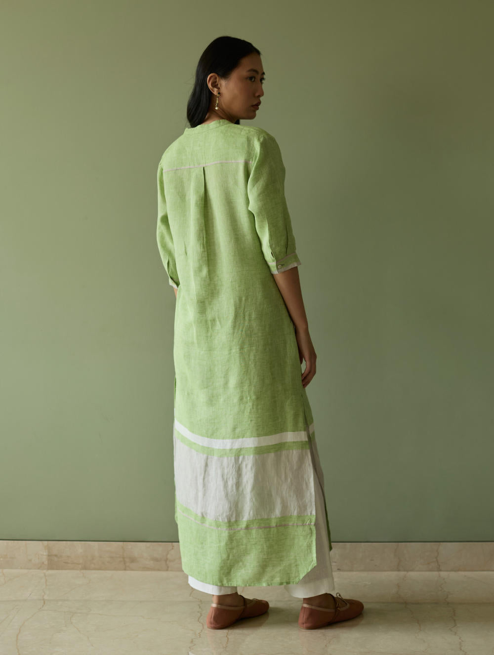Terra Border Linen Dress-Meadow