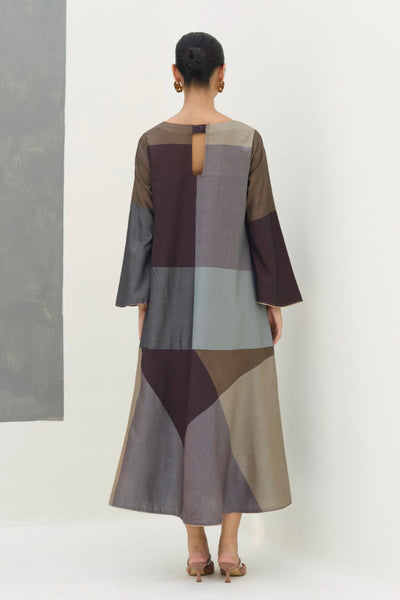 Zoa Eri Silk Dress -  Taupe Grey