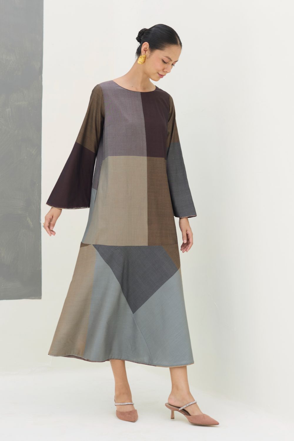 Zoa Eri Silk Dress -  Taupe Grey