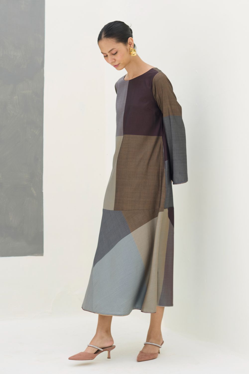 Zoa Eri Silk Dress -  Taupe Grey