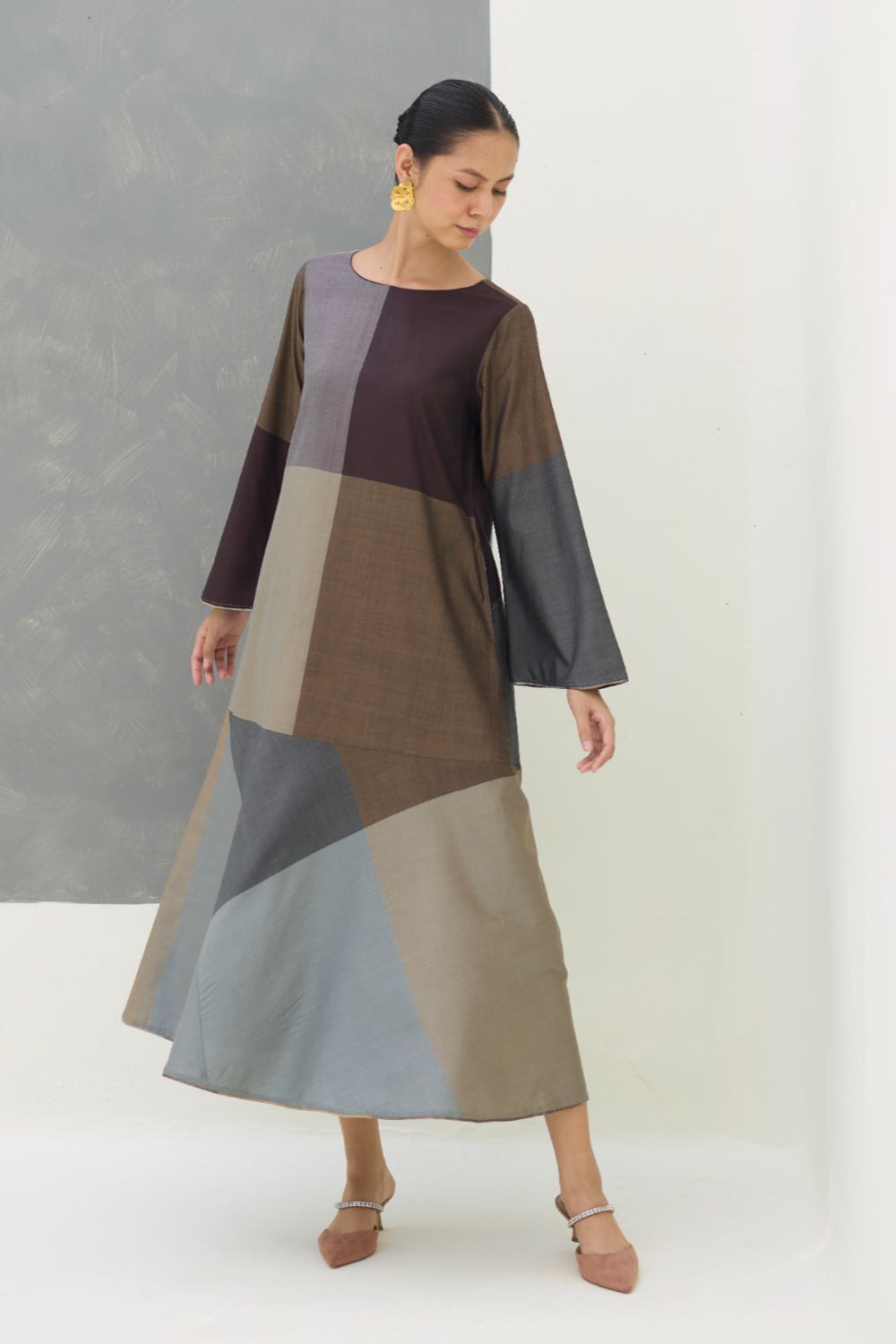 Zoa Eri Silk Dress -  Taupe Grey