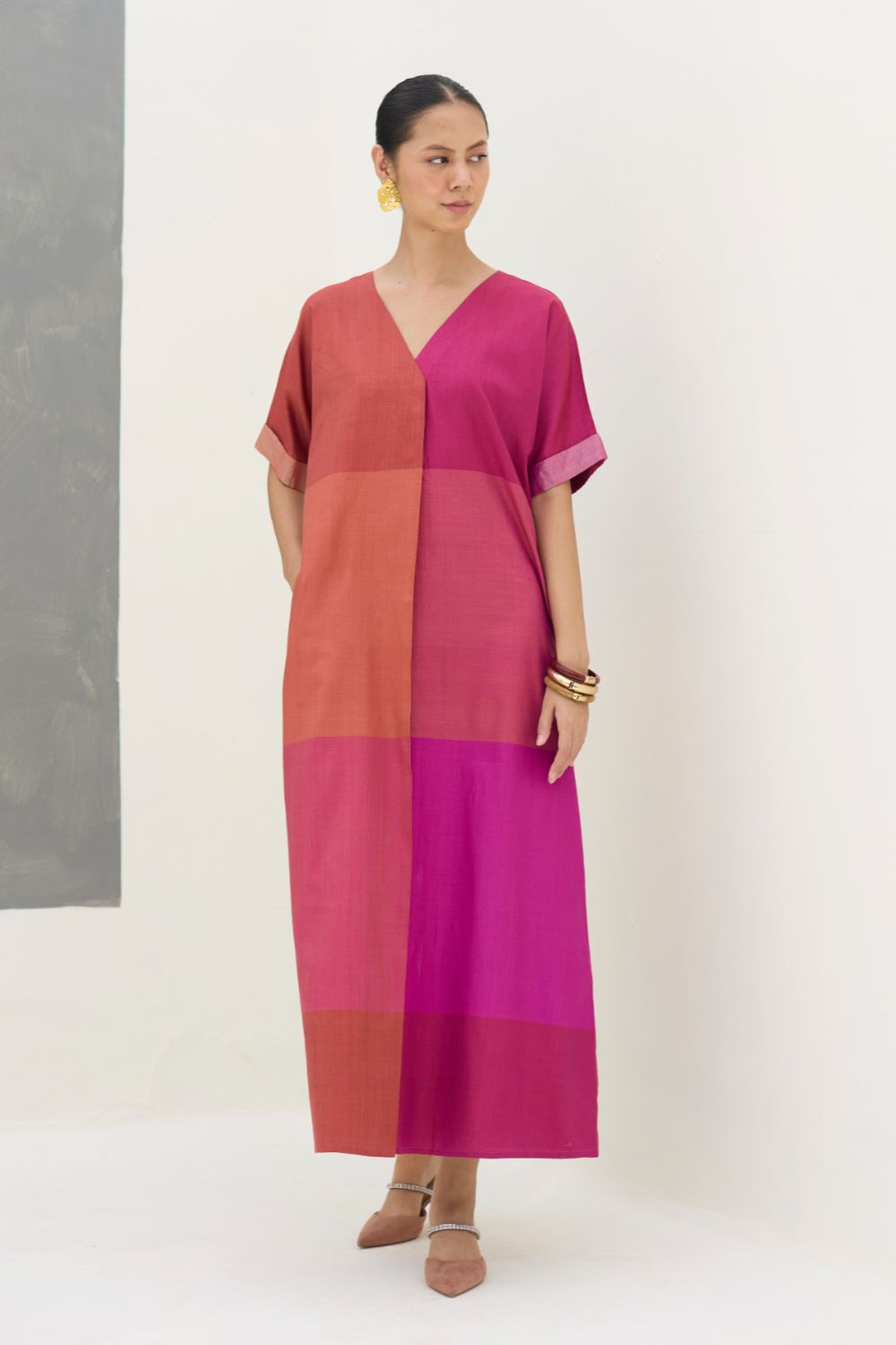 Cath Eri Silk Kaftan Dress - Rose