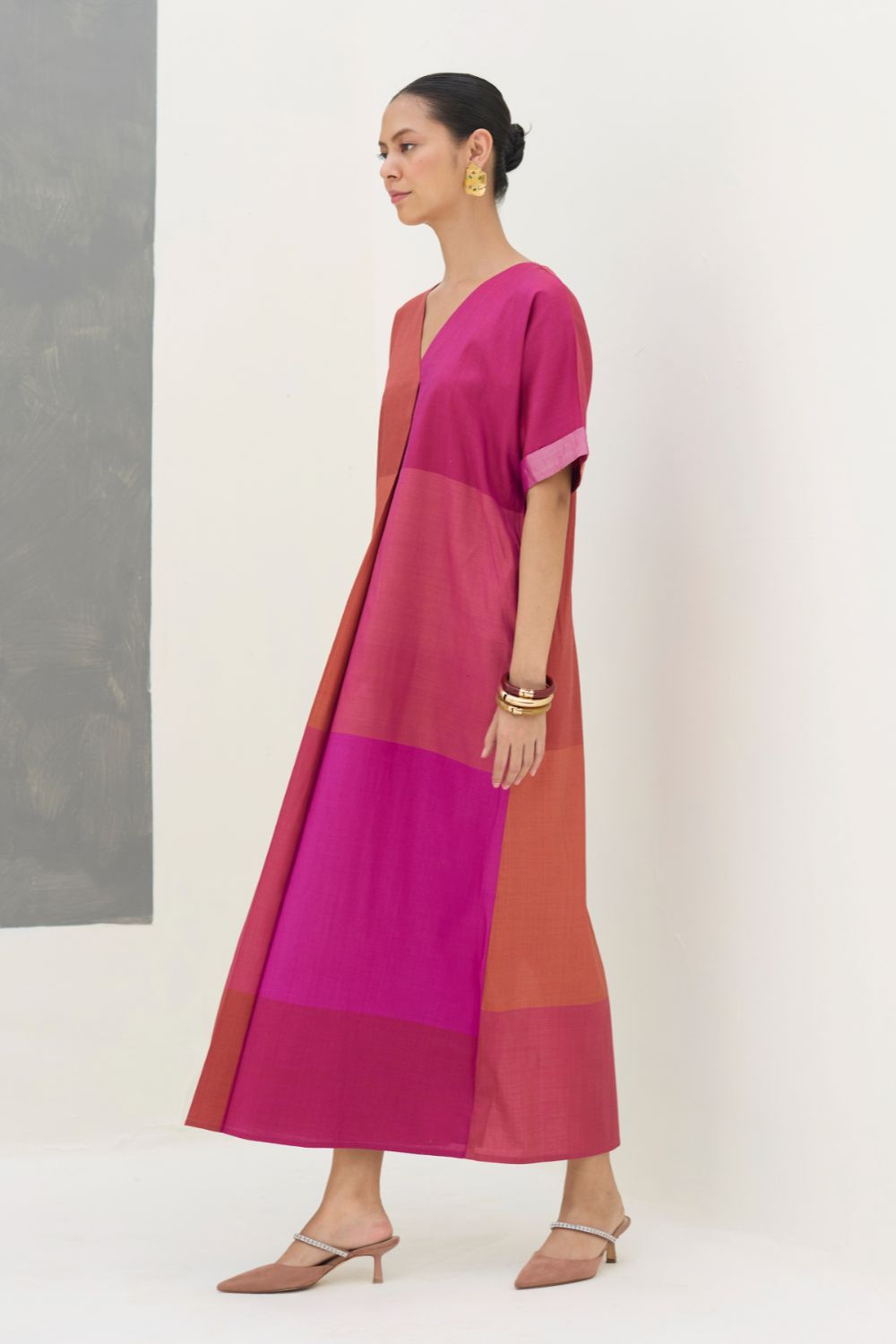 Cath Eri Silk Kaftan Dress - Rose
