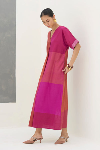Cath Eri Silk Kaftan Dress - Rose