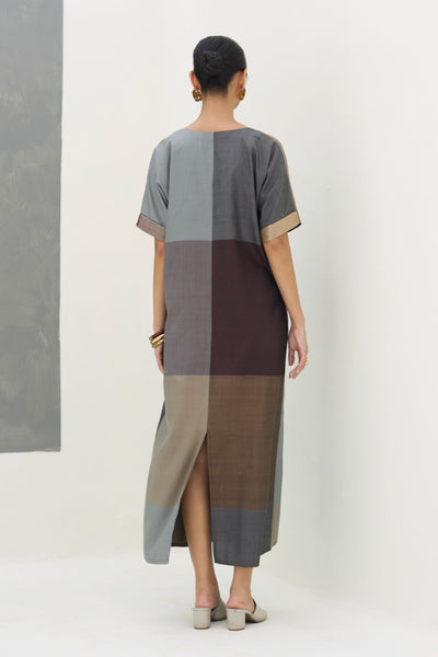 Cath Eri Silk Kaftan Dress - Taupe Grey
