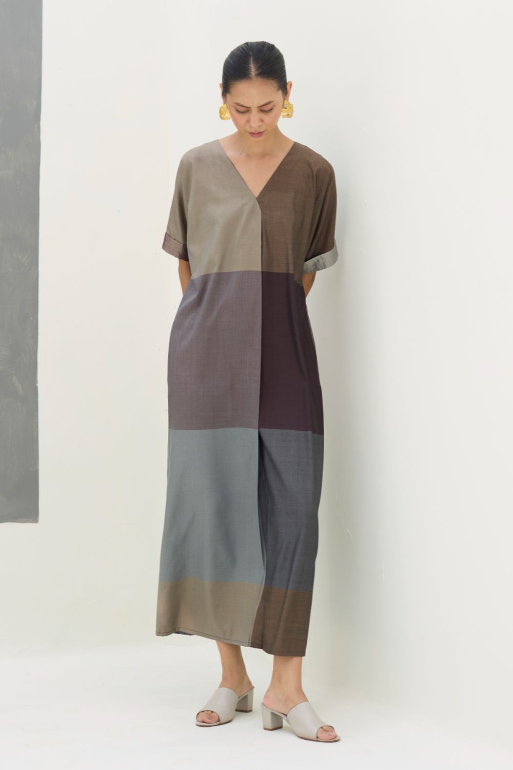Cath Eri Silk Kaftan Dress - Taupe Grey