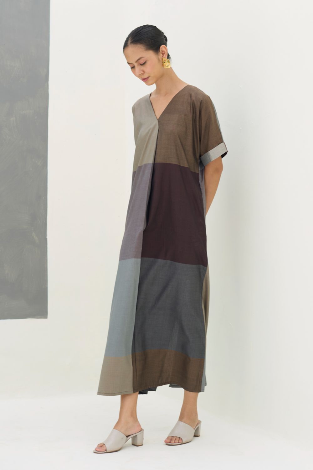 Cath Eri Silk Kaftan Dress - Taupe Grey