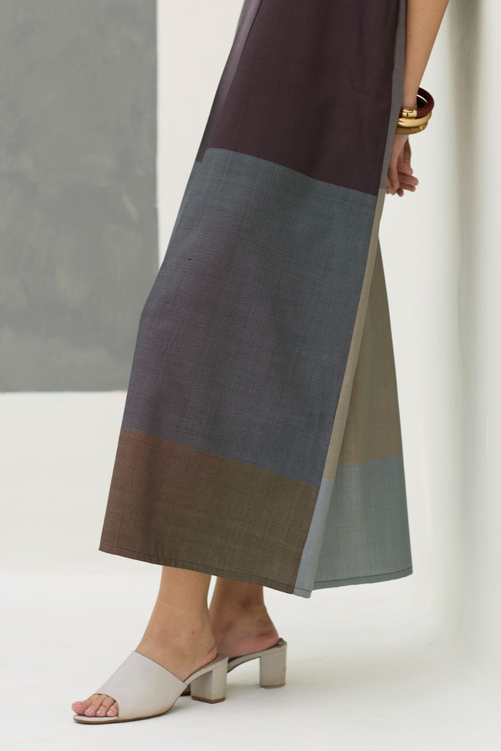 Cath Eri Silk Kaftan Dress - Taupe Grey