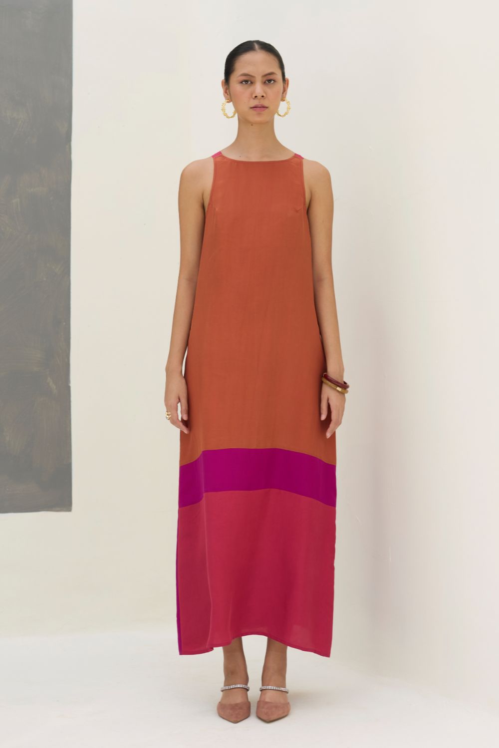 Nida Sleeveless Mulberry Silk Dress - Rose