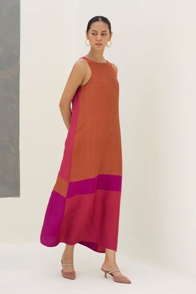 Nida Sleeveless Mulberry Silk Dress - Rose