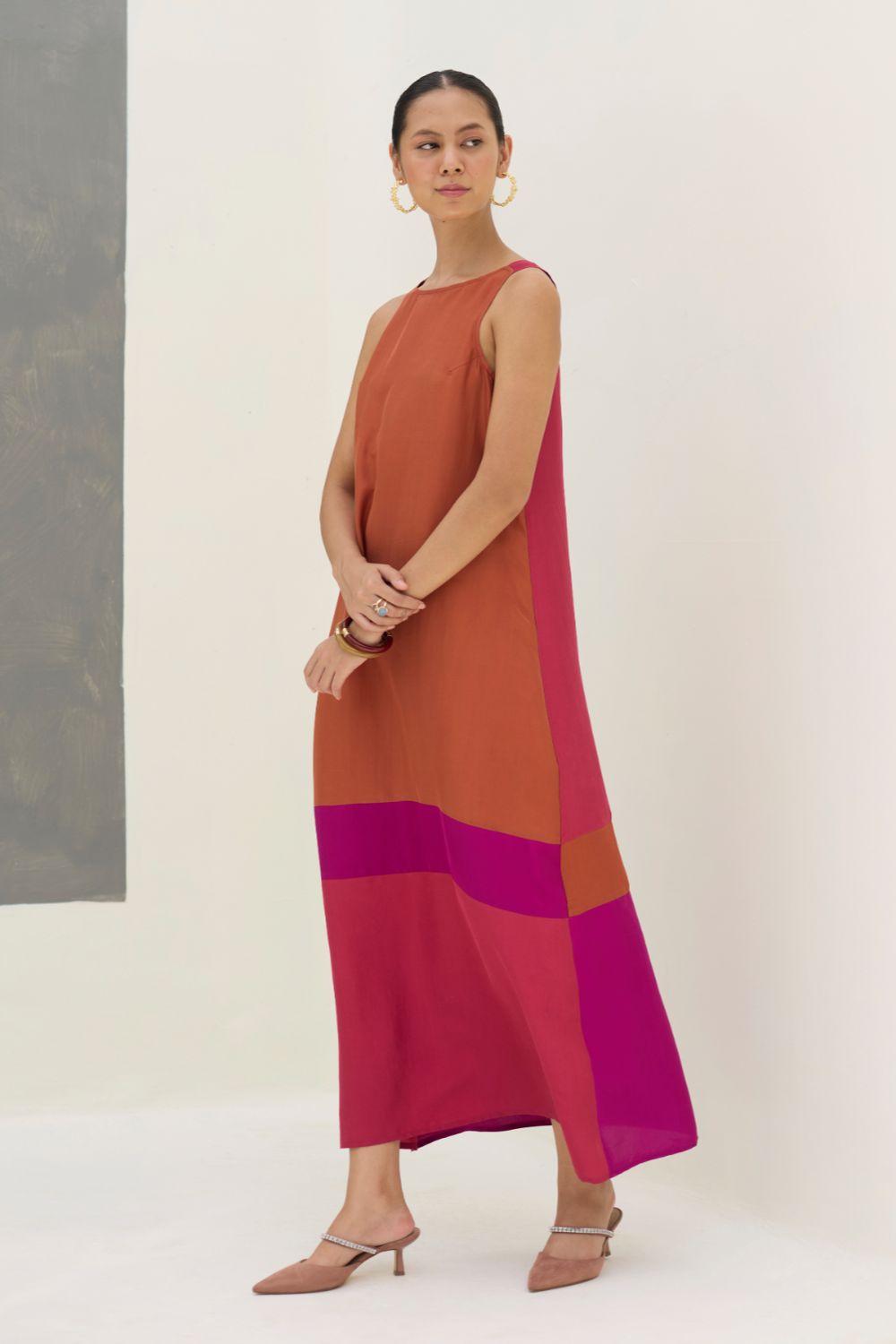 Nida Sleeveless Mulberry Silk Dress - Rose