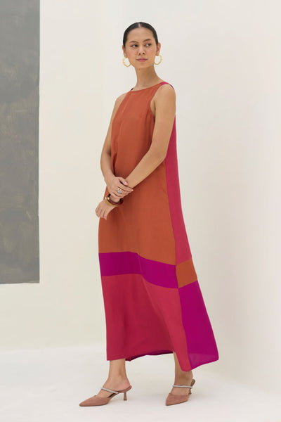 Nida Sleeveless Mulberry Silk Dress - Rose