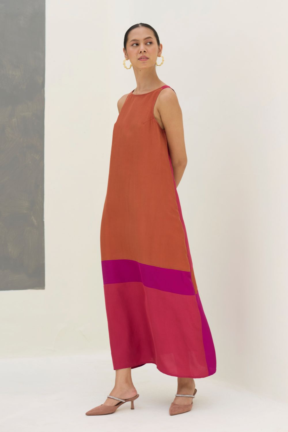 Nida Sleeveless Mulberry Silk Dress - Rose