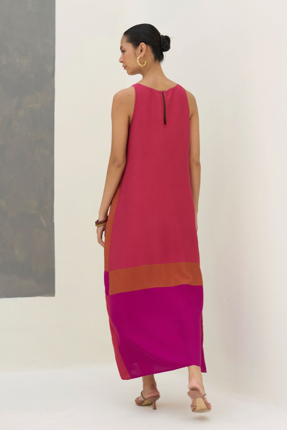 Nida Sleeveless Mulberry Silk Dress - Rose
