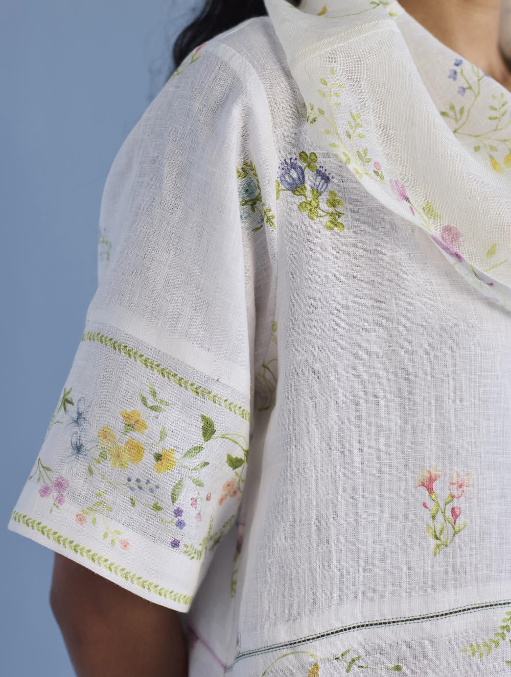 Imara Cowl Neck Linen Dress - White