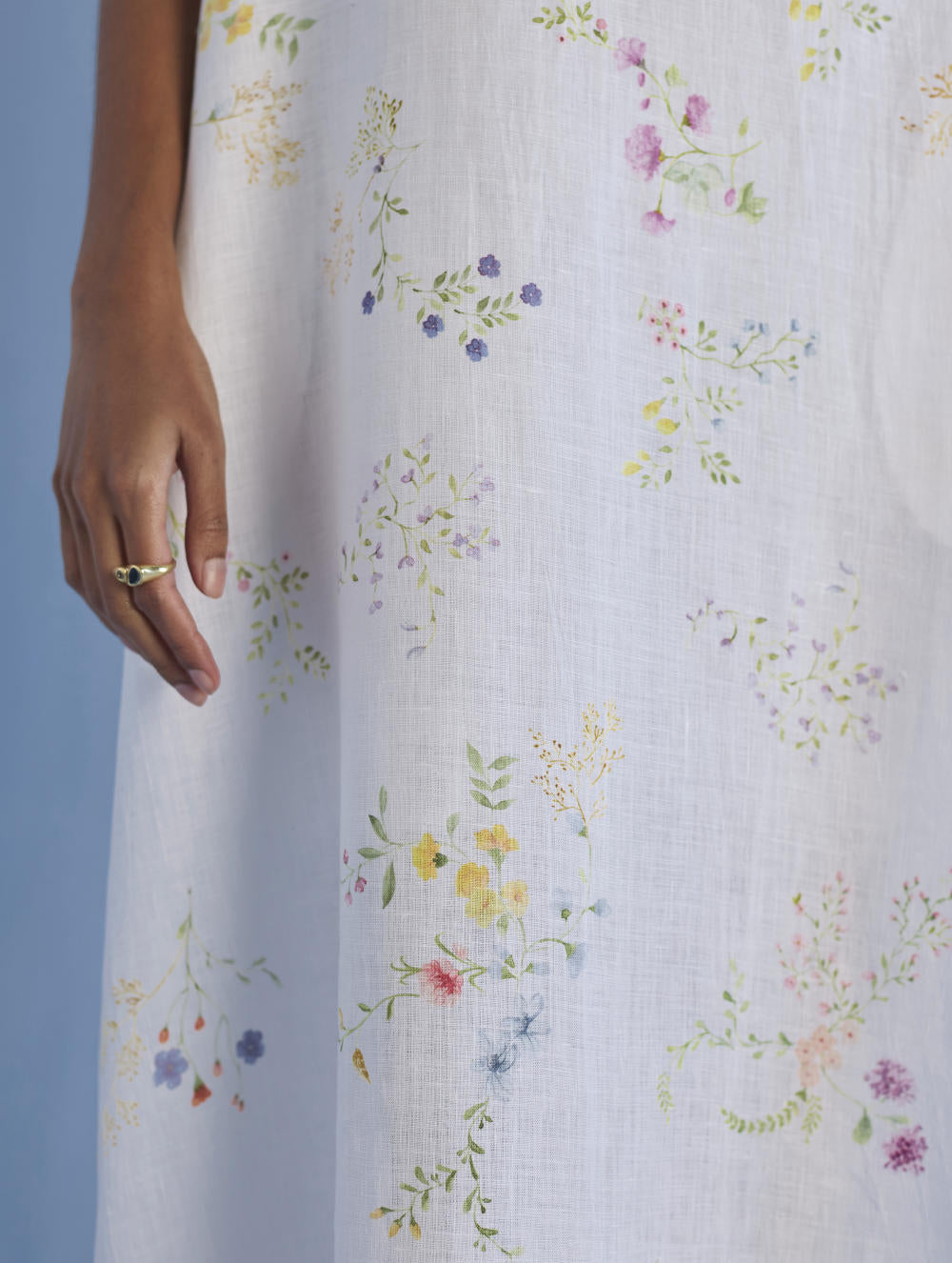 Imara Cowl Neck Linen Dress - White