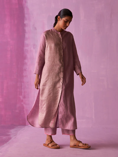 Clara Metallic Shirt Co-ord Set - Lavender