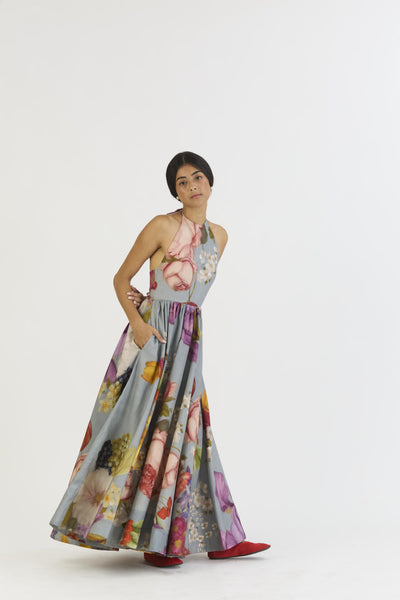 INDIGO ROSE HALTER NECK DRESS