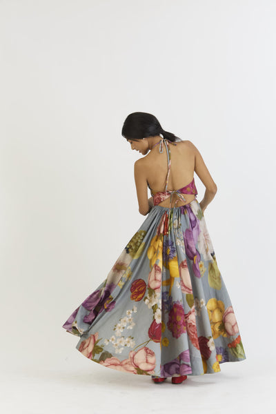 INDIGO ROSE HALTER NECK DRESS