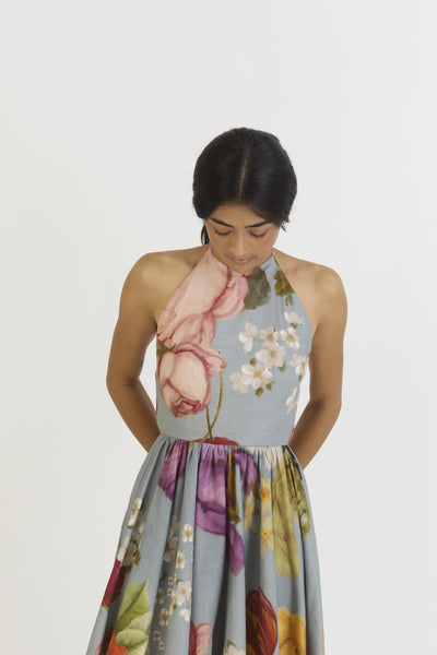 INDIGO ROSE HALTER NECK DRESS