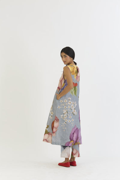 INDIGO ROSE LINEN KURTA SET