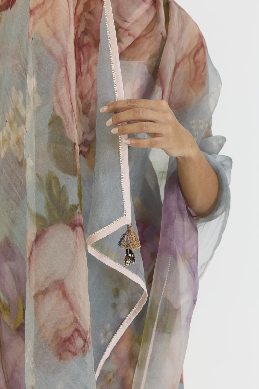 INDIGO ROSE HALF SILK HALF ORGANZA SAREE
