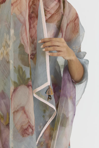 INDIGO ROSE HALF SILK HALF ORGANZA SAREE