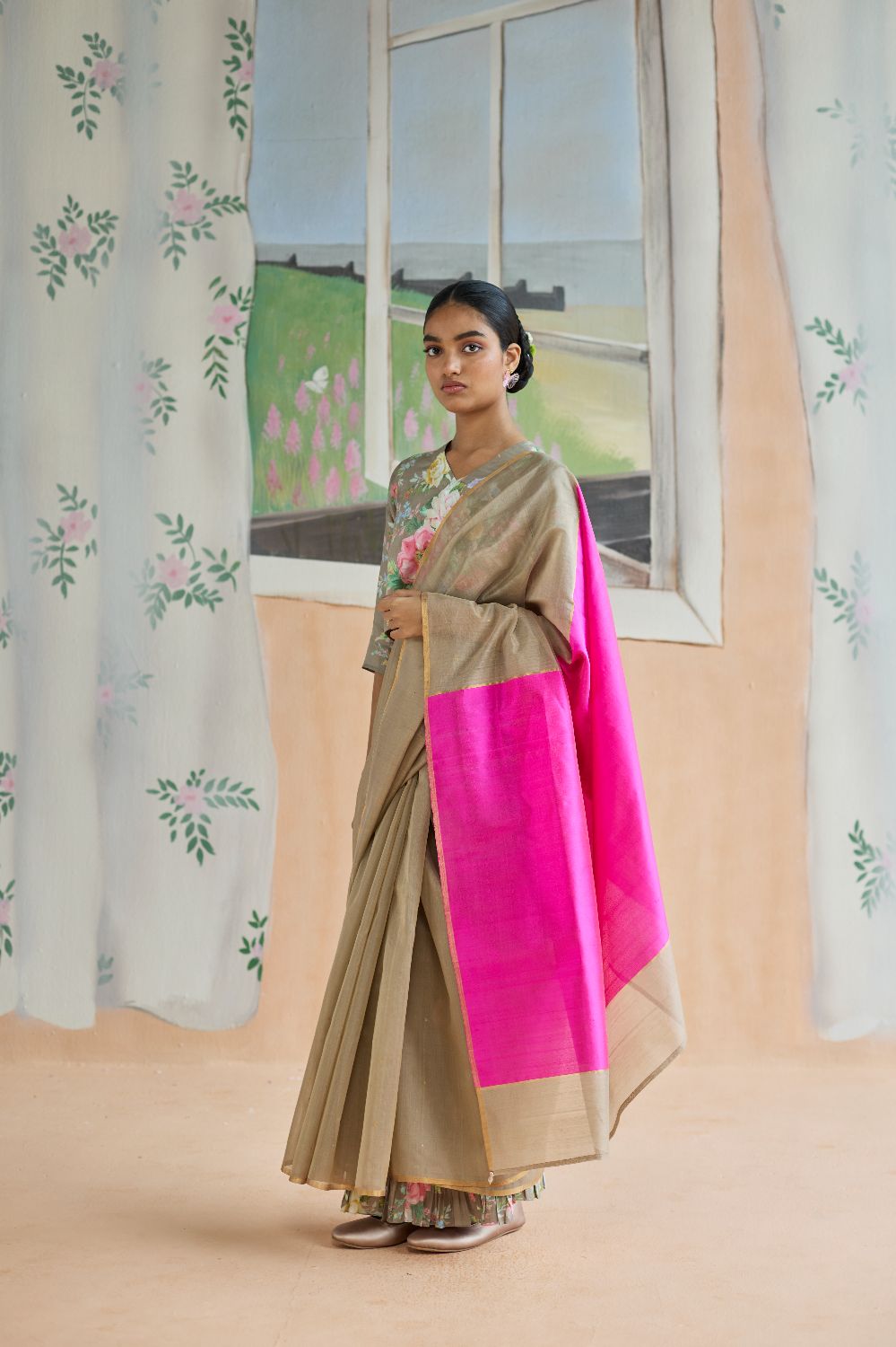 Dunes and Drift Chanderi Sari